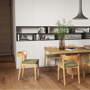 Tina-chaise en chêne massif et tissu bliss sauge (x2)