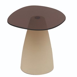Dillon-table basse 50 cm en métal ivoire et verre fumé