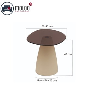 Dillon-table basse 50 cm en métal ivoire et verre fumé