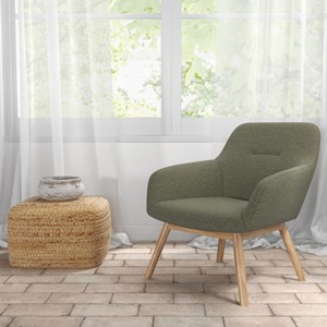 Malmo-fauteuil en bois naturel et tissu trendy sauge
