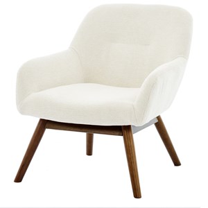 Malmo-fauteuil en bois patiné noyer et tissu trendy beige
