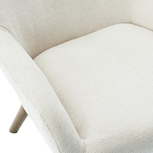 Malmo-fauteuil en bois patiné noyer et tissu trendy beige