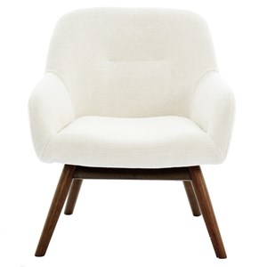 Malmo-fauteuil en bois patiné noyer et tissu trendy beige