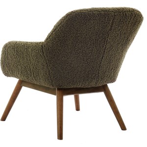 Malmo-fauteuil en bois patiné noyer et tissu bouclé army