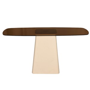 Dylon-console en verre fumé et métal ivoire