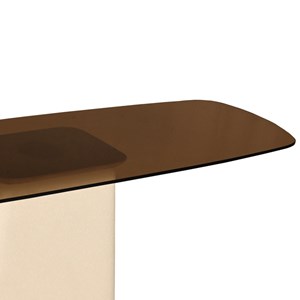 Dylon-console en verre fumé et métal ivoire