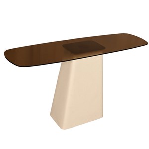 Dylon-console en verre fumé et métal ivoire