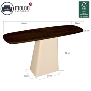 Dylon-console en bois massif et métal ivoire