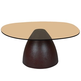 Mush-table basse organique d86 cm en verre fumé et métal &nbsp;rust&nbsp;