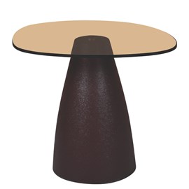 Mush-table basse organique d50 cm en verre fumé et métal &nbsp;rust&nbsp;