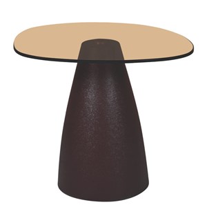 Mush-table basse organique d50 cm en verre fumé et métal &nbsp;rust&nbsp;