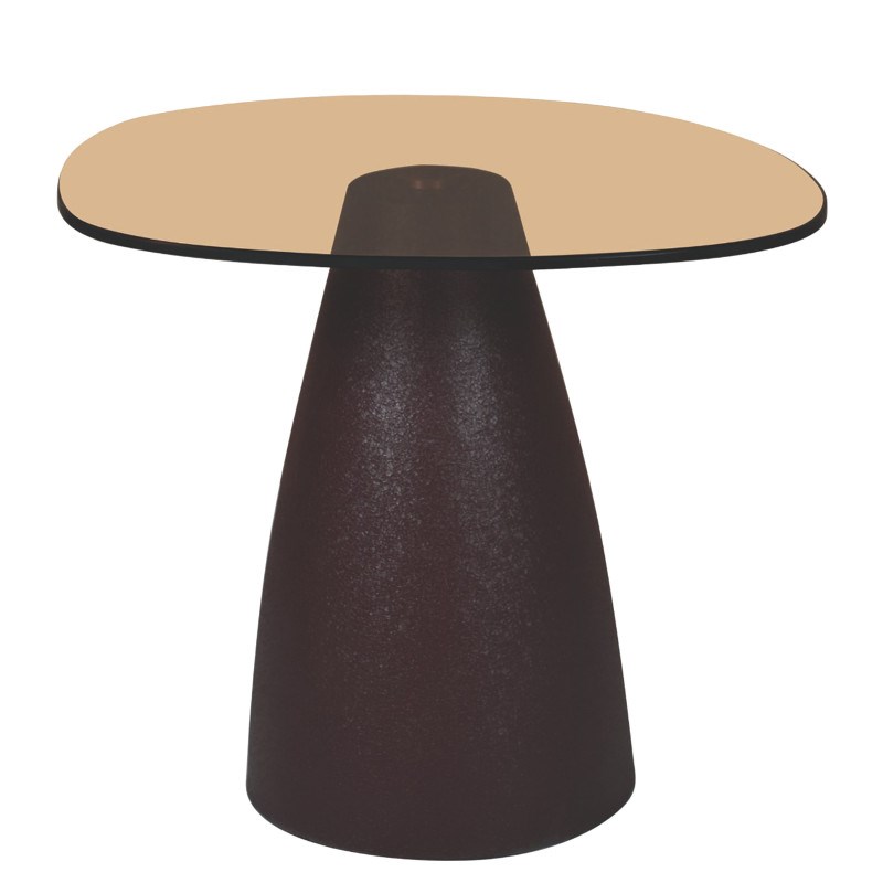 Mush-table basse organique d50 cm en verre fumé et métal &nbsp;rust&nbsp;