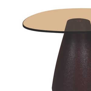 Mush-table basse organique d50 cm en verre fumé et métal &nbsp;rust&nbsp;