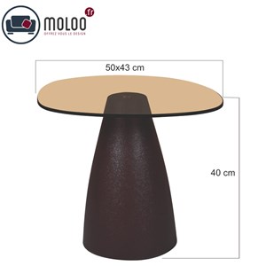 Mush-table basse organique d50 cm en verre fumé et métal &nbsp;rust&nbsp;