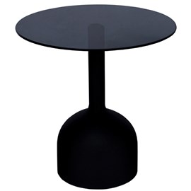 Miro-table basse ronde d55 cm en verre noir et acier laqué