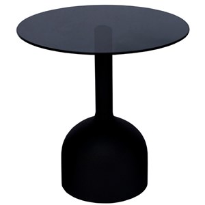 Miro-table basse ronde d55 cm en verre noir et acier laqué