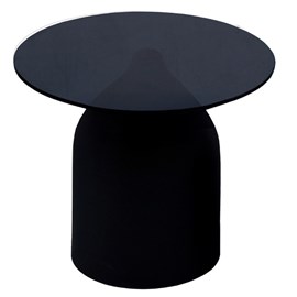 Miro-table basse ronde d50 cm en verre noir et acier laqué