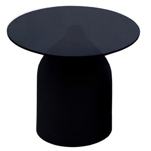 Miro-table basse ronde d50 cm en verre noir et acier laqué