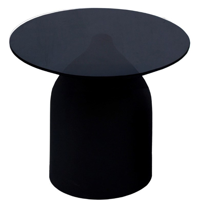 Moloo - Miro-table basse ronde d50 cm en verre noir et acier laqué