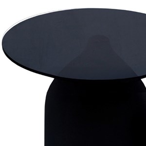 Miro-table basse ronde d50 cm en verre noir et acier laqué