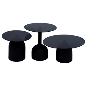 Miro-table basse ronde d50 cm en verre noir et acier laqué