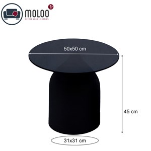 Miro-table basse ronde d50 cm en verre noir et acier laqué