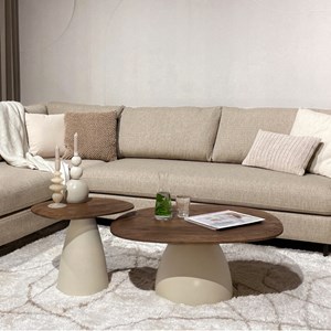 Dylon-table basse d76 cm en bois brun et ivoire