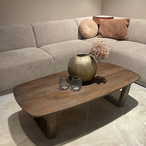 Corte-table basse en bois massif brossé brun