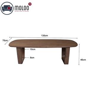 Corte-table basse en bois massif brossé brun