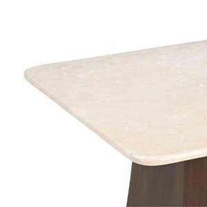 Cinno-table basse carré 75 cm en marbre et bois massif brun