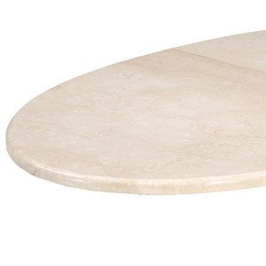Cinno-table basse ovale en marbre et bois massif brun
