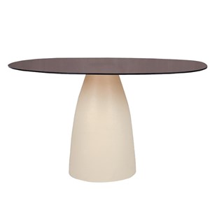 Dylon-table à manger 4 personnes d140 cm en verre fumé&nbsp;ivoire