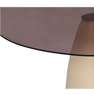 Dylon-table à manger 4 personnes d140 cm en verre fumé&nbsp;ivoire