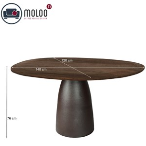 Dylon-table à manger 4 personnes d120 cm en bois massif et métal