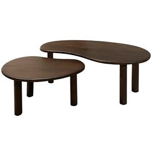 Nubis-set de 2 tables basses gigognes en bois massif teinté