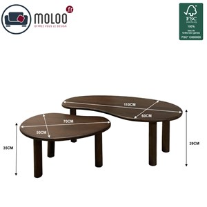 Nubis-set de 2 tables basses gigognes en bois massif teinté