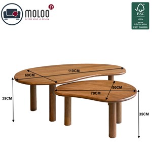 Nubis-set de 2 tables basses gigognes en bois massif