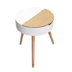 Table basse ronde blanche avec coffre