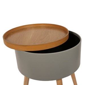 Table d'appoint grise avec coffre