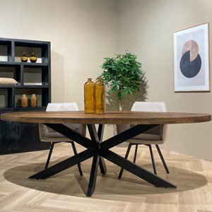 Manaus-table à manger ovale 6 personnes 160 cm en bois massif