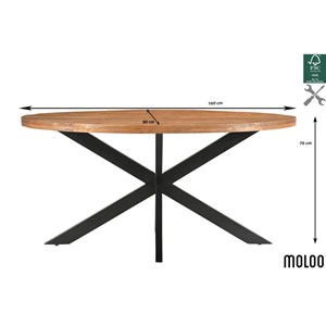 Bari-table à manger ovale 6 personnes 160 cm en bois massif