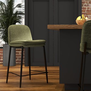 Nolan-chaises de bar en tissu luxury kaki (x2)