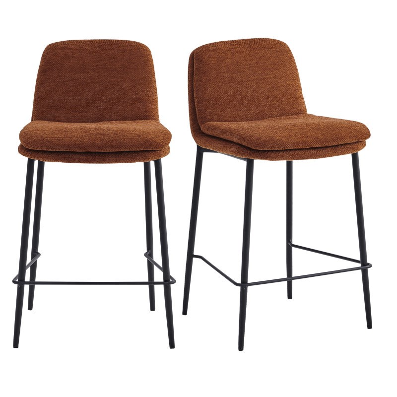 Nolan-chaise de bar en tissu luxury terracotta (x2)