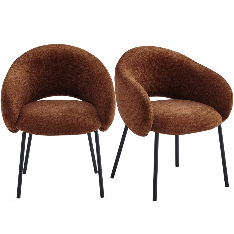 Sharp-fauteuil de table en tissu luxury terracotta (x2)
