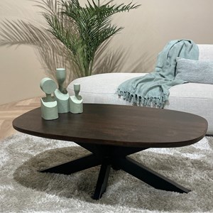 Skagen-table basse ovale en bois foncé et métal