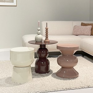 Kian-table basse d'appoint acier laqué ivory