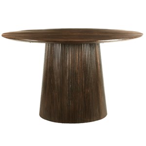 Sienne-table à manger ronde 4 personnes d130 cm en bois massif brun