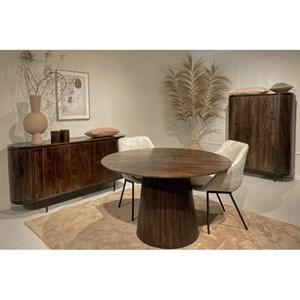 Sienne-table à manger ronde 4 personnes d130 cm en bois massif brun