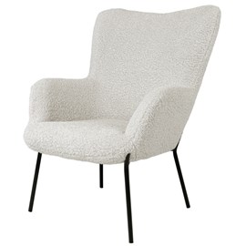 Boris-fauteuil vintage  en tissu bouclé écru