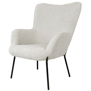 Boris-fauteuil vintage  en tissu bouclé écru